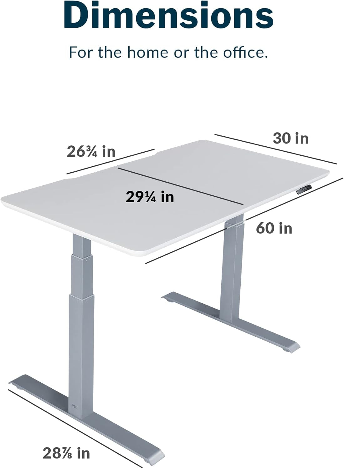 Electric Standing Desk - desk White Height Adjustable Computer Desk- Dual Motor with Memory Presets, Stable T-Style Legs- Large Home Office Workstation- 60” X 30”