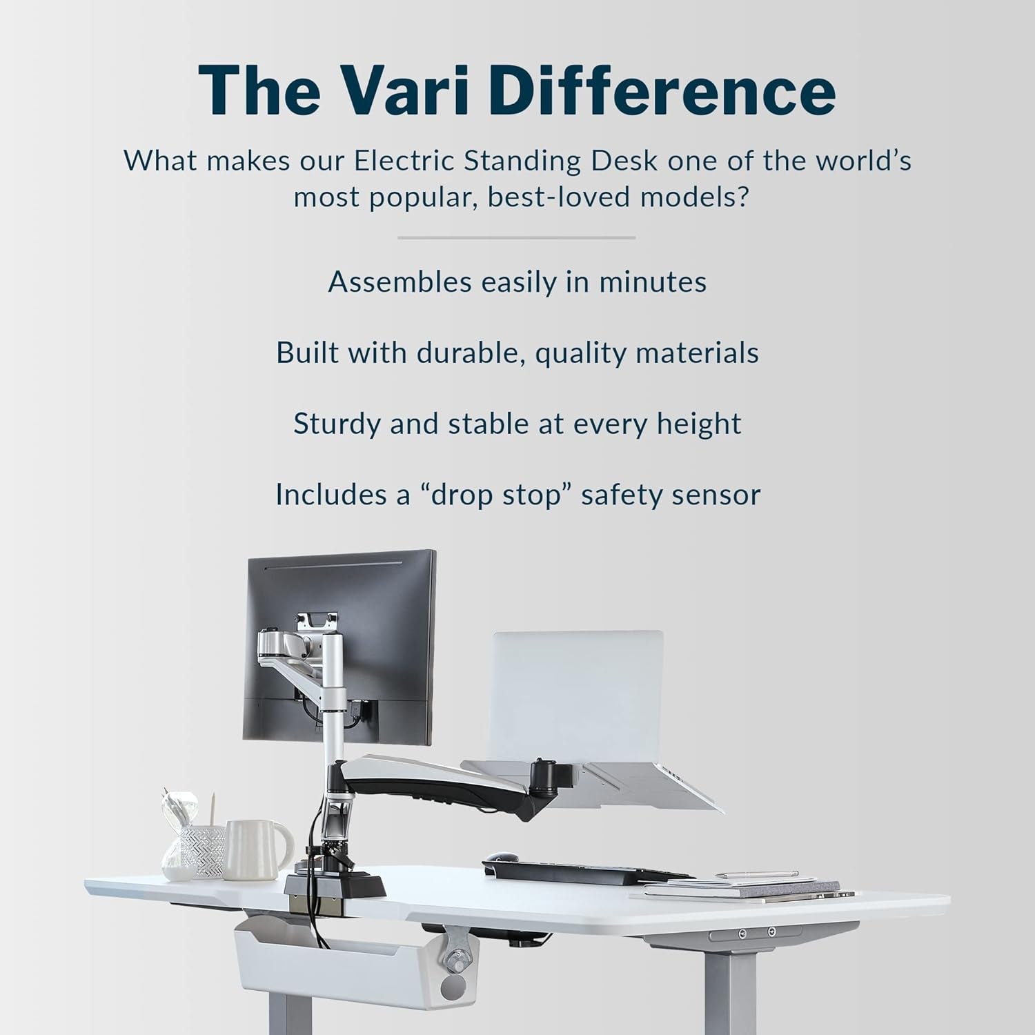 Electric Standing Desk - desk White Height Adjustable Computer Desk- Dual Motor with Memory Presets, Stable T-Style Legs- Large Home Office Workstation- 60” X 30”