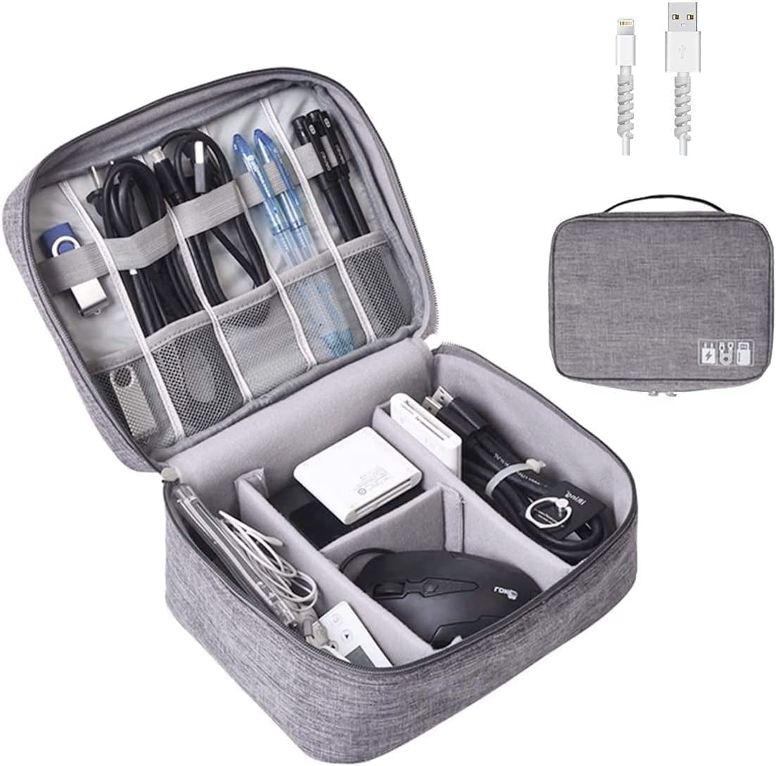 Electronics Organizer, Electronic Accessories Bag Travel Cable Organizer Three-Layer for Ipad Mini, Kindle, Hard Drives, Cables, Chargers