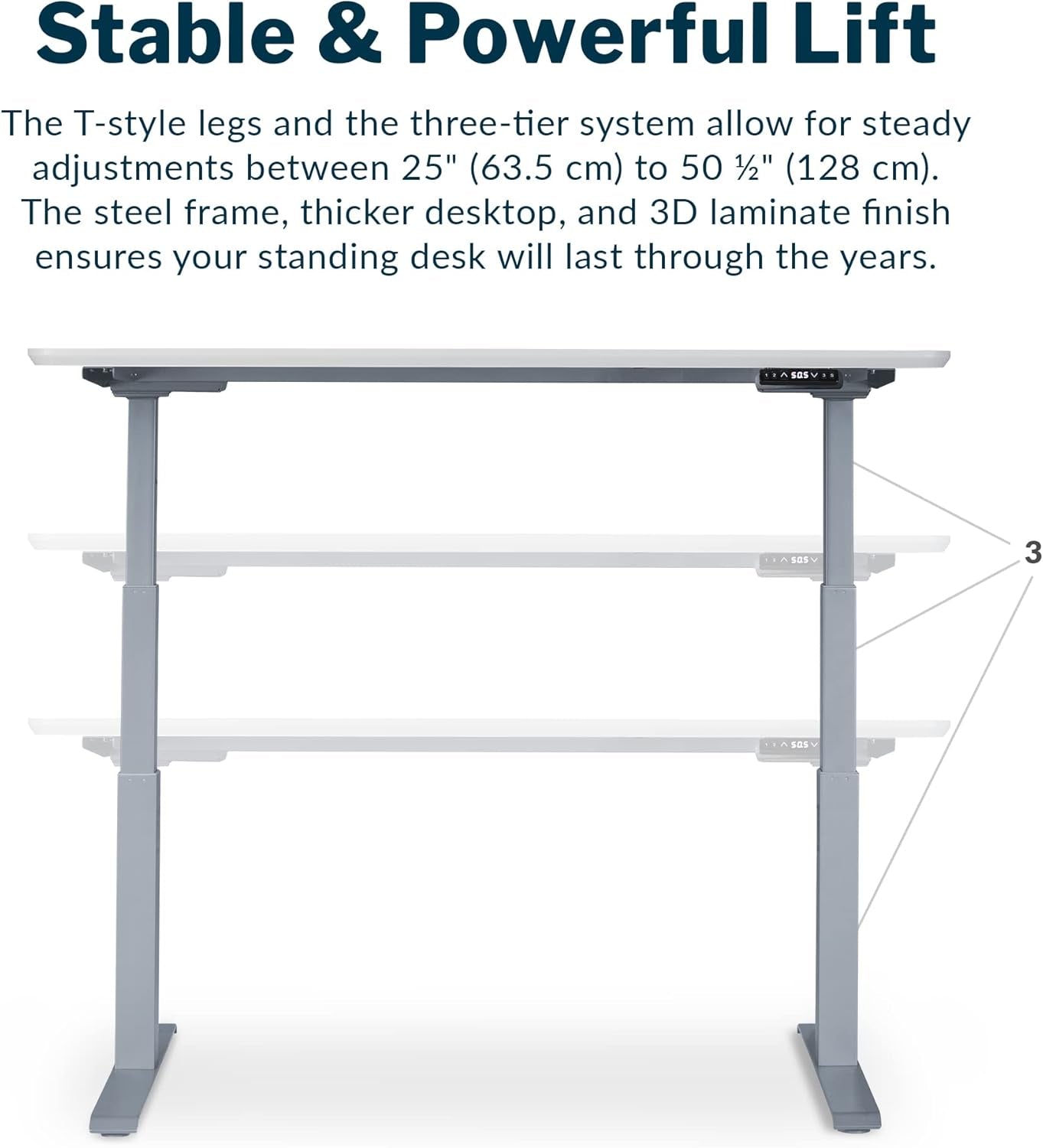 Electric Standing Desk - desk White Height Adjustable Computer Desk- Dual Motor with Memory Presets, Stable T-Style Legs- Large Home Office Workstation- 60” X 30”